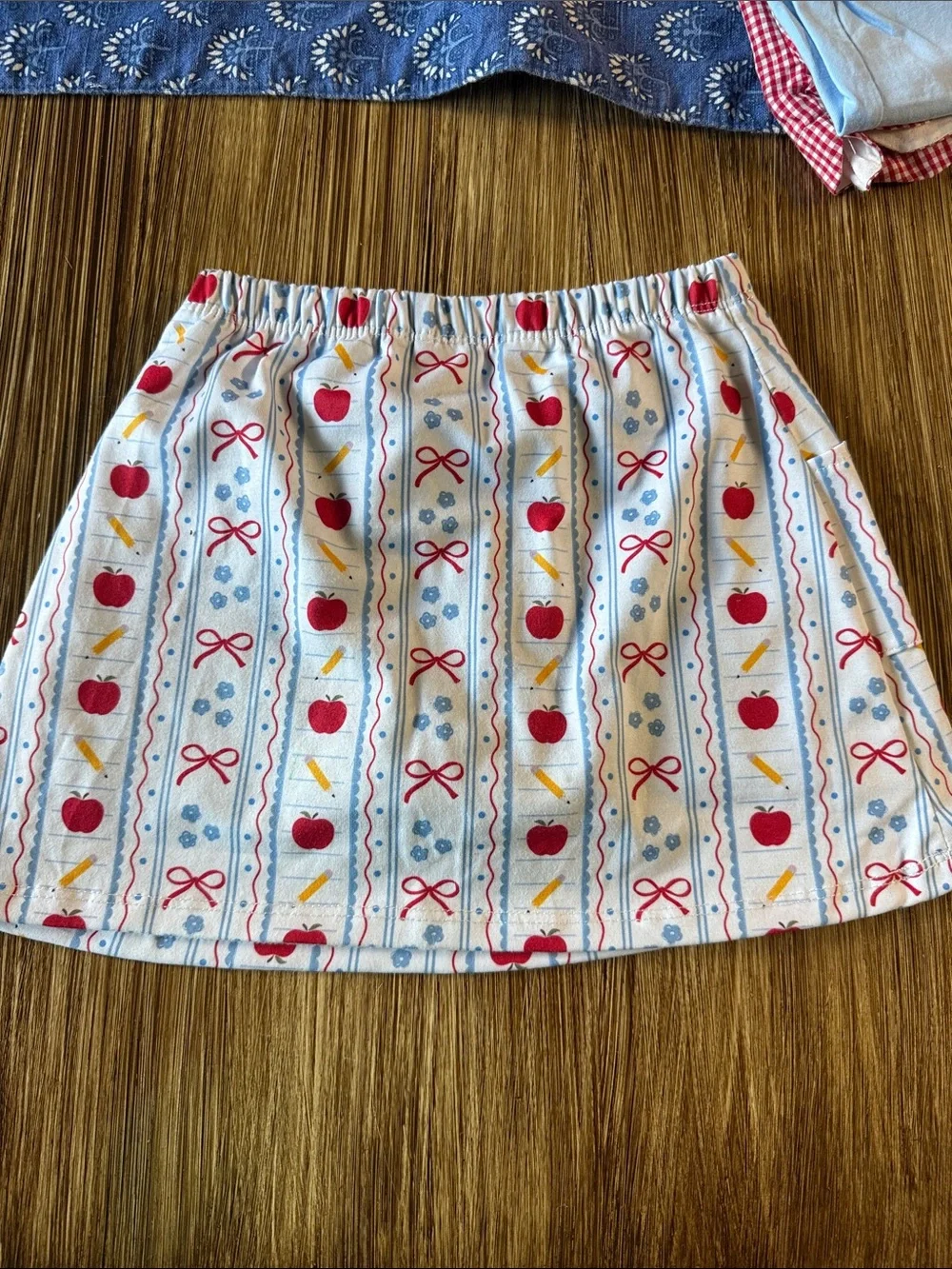 Blue Apple Applique Kids Skort Set
